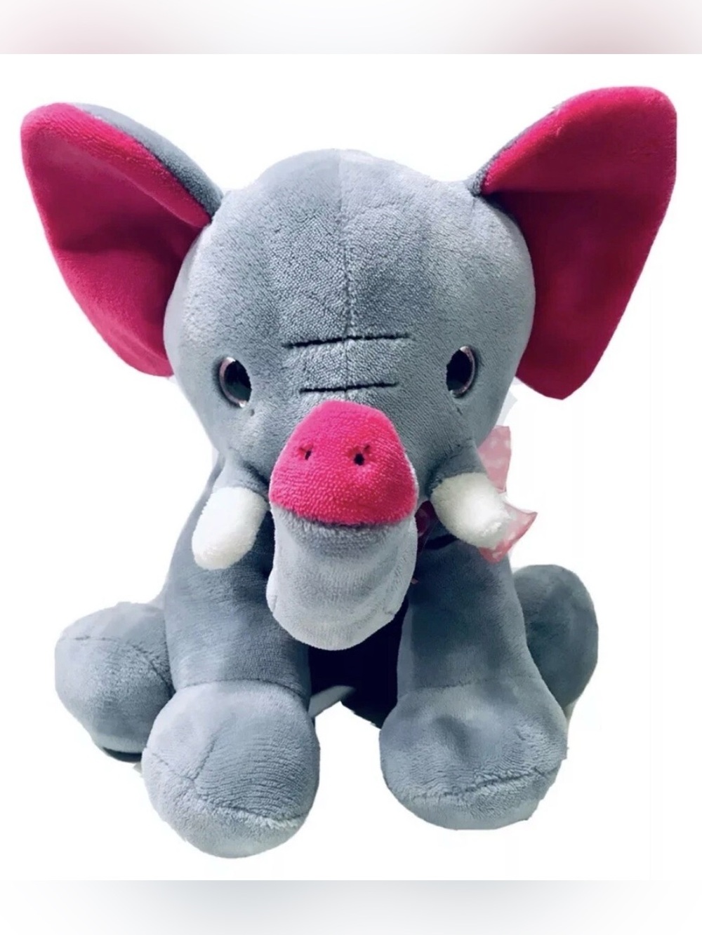 Best Made Toys Grey & Raspberry  Sparkle Eyes Soft Plush Elephant Stuffed Toy